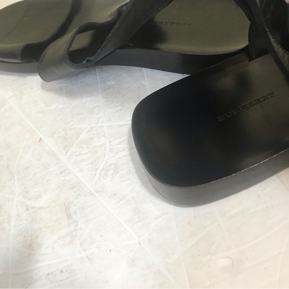 Burberry NEW Leather Strap Buckle Minimalist  Sandals Flats Shoes Unisex Black - Picture 8 of 16